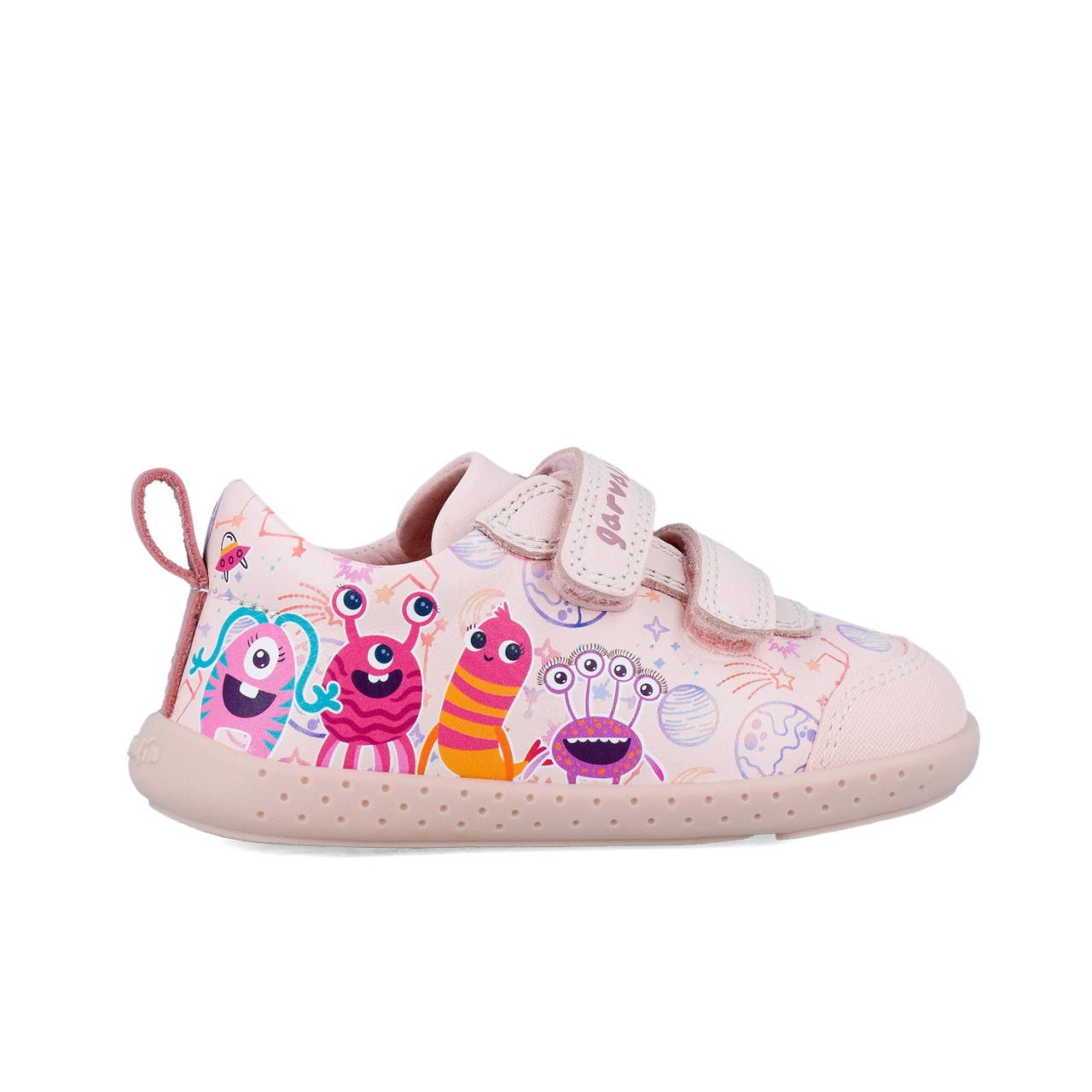 Tenisi din piele pentru copii Garvalin, monstruleti, gri